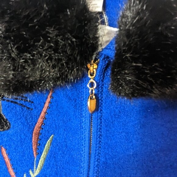 NWT Vintage Wool Faux Fur Panther Cat Vest Jacket Embroidered XL - Picture 4 of 7